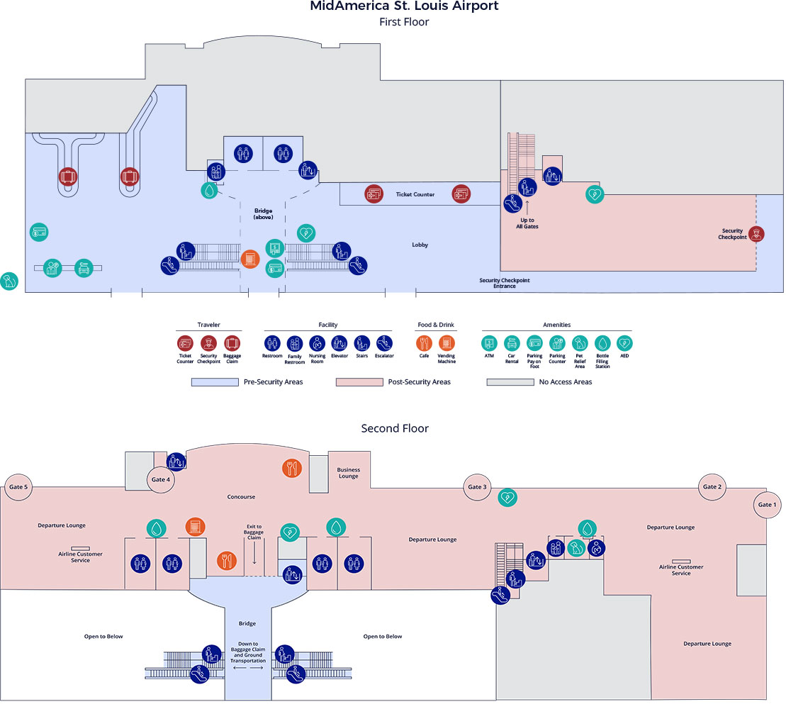 MidAmerica St. Louis Airport (BLV) Terminal Map