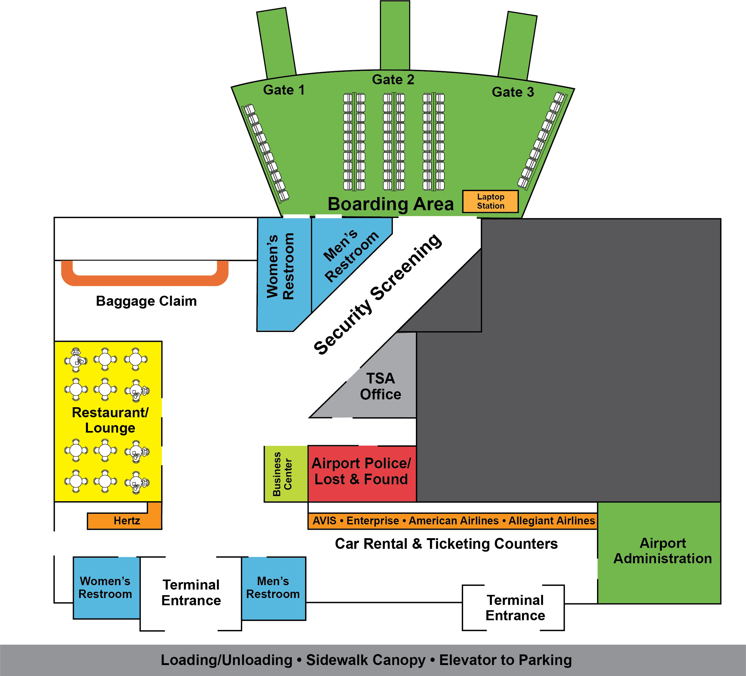 Huntington Tri-State Airport (HTS) Terminal Map