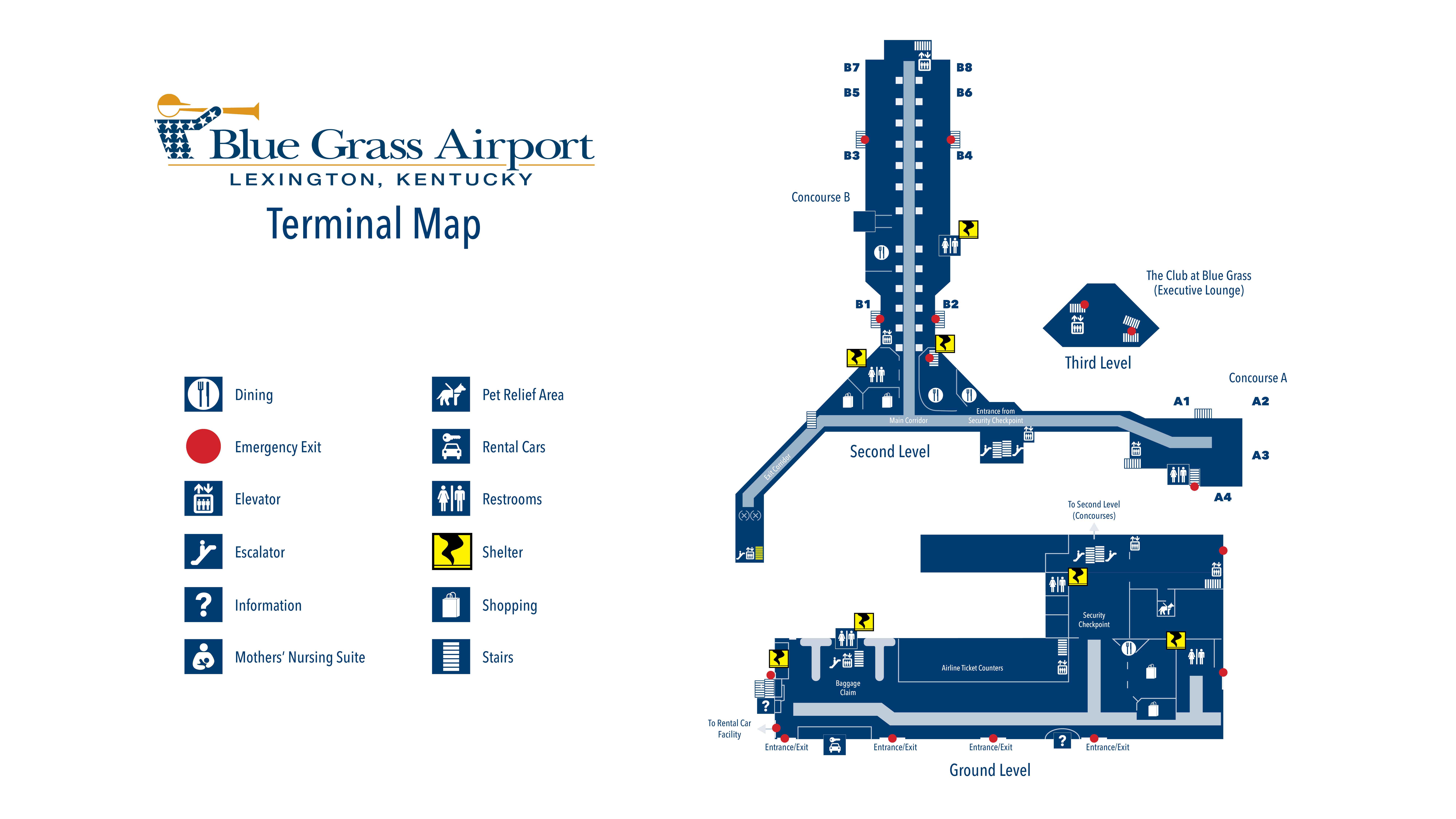 Blue Grass Airport (LEX) Terminal Map